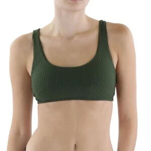 NWT BECCA VIRTUE Ribbed Bikini Swim Top Cactus Green Large